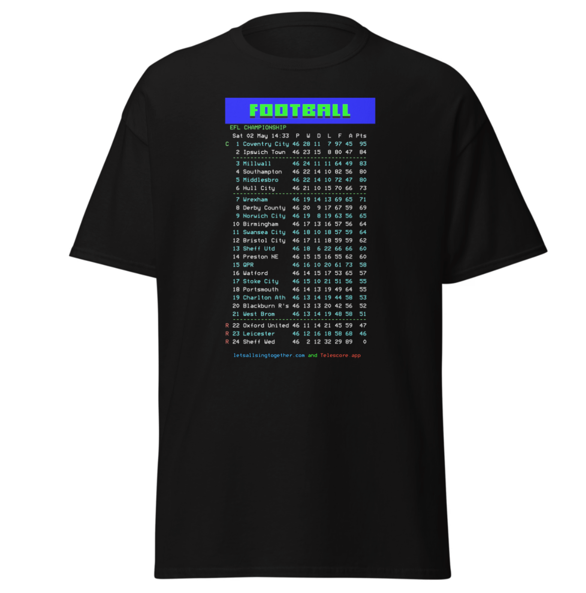 Teletext Championship Table T-Shirt